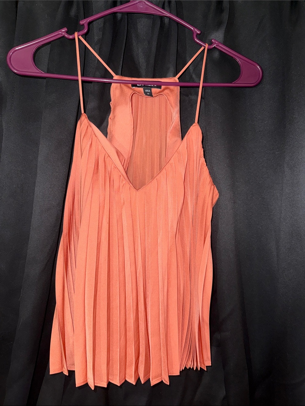 Express Pleated Spaghetti-Strap Cami in Coral Orange